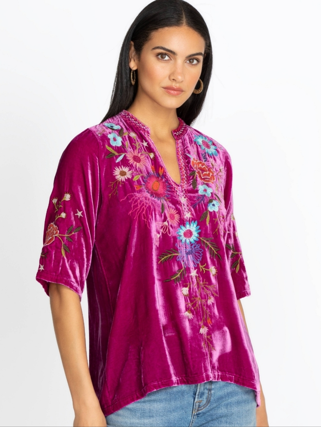Johnny Was Ulla Velvet Easy Vneck Blouse